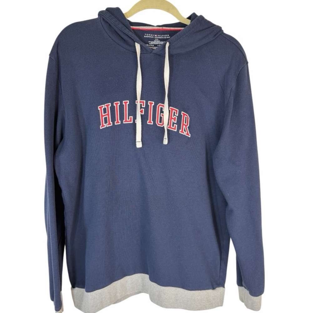 Tommy Hilfiger Men's Navy and Gray Hoodie Sweater